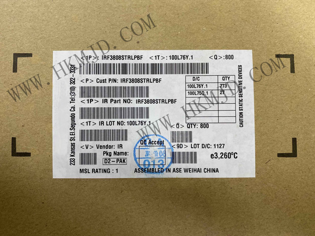 Transistor IRF3808STRLPBF MOSFET N-CH 75V 106A D2PAK