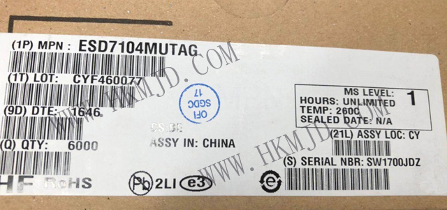 Supply ESD protection diode ESD7104MUTAG for high speed data lines