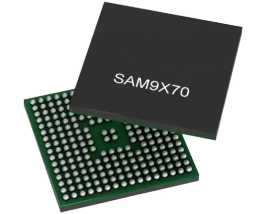 Microchip SAM9X75-I/4PB ultra-low power microprocessor (MPU) running at up to 800MHz.