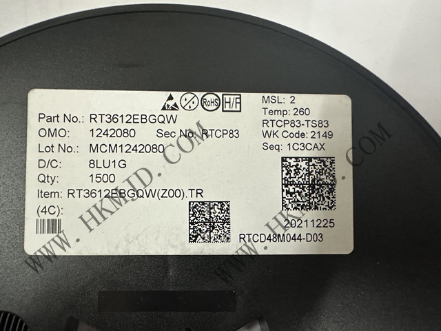 RICHTEK Power Management IC RT3612EBGQW 2-Phase PWM Controller