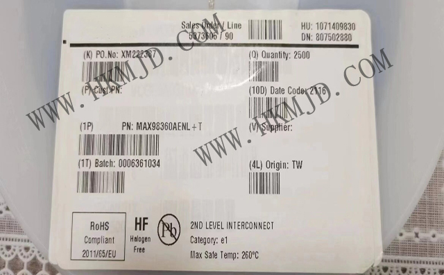 Supply Audio Amplifier MAX98360AENL Unique Filterless Design, High Performance Class D Amplifier