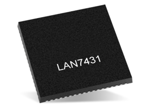 Available with 4 leds, LAN7431-V/YXX PCIe 3.1 to 10/100/1000Mbps Ethernet bridge