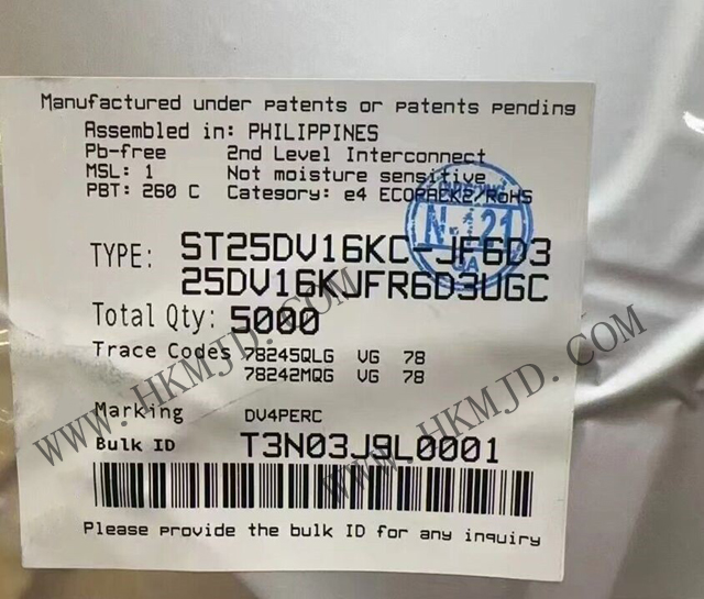 Supply Dynamic NFC/RFID Tag IC ST25DV16KC-JF6D3 with 16-Kbit EEPROM and Fast Transfer Mode Function