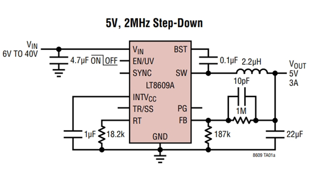 LT8609AJDDM: 42 V, 3A Synchronous Buck Regulator, 2.5 µA Quiescent Current