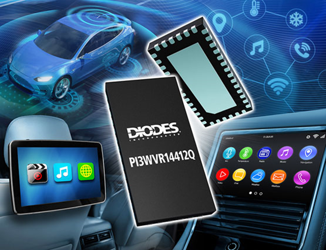 Diodes Introduces Automotive 20Gbps 1:2 Video Switch PI3WVR14412Q