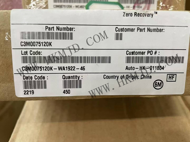 In stock: Wolfspeed C3M0075120K 1200V SiC MOSFET, 75mΩ Low On-resistance
