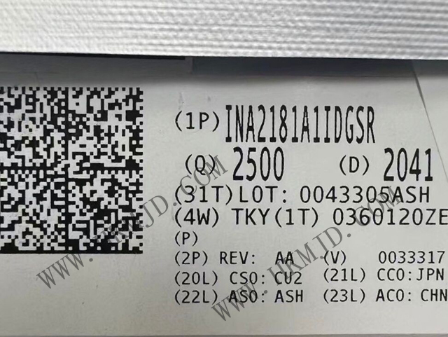 TI INA2181A1IDGSR 26V Dual Channel Bi-Directional 350kHz Current Sense Amplifier