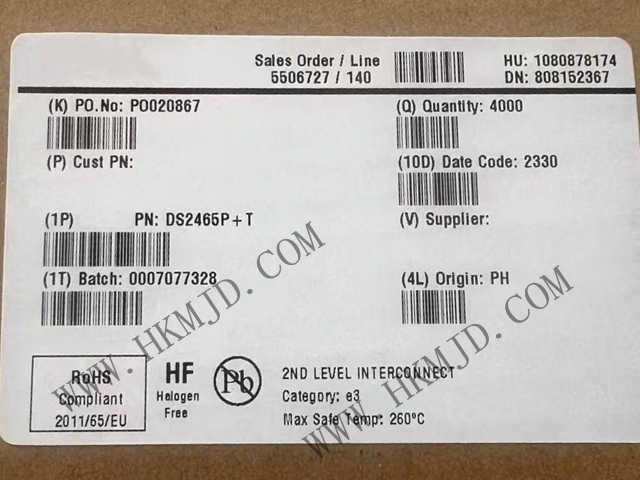 Genuine DS2465P: DeepCover Authenticator, SHA-256 hardware encryption, empowering product security