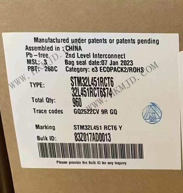 Supplying STM32L451RCT6 Microcontroller Chip, STMicroelectronics Ultra-Low Power Cortex-M4 MCU